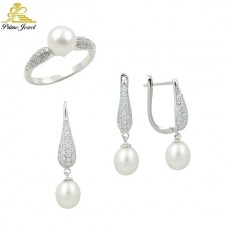 Gümüş zirkon taşlı set ( İnci)